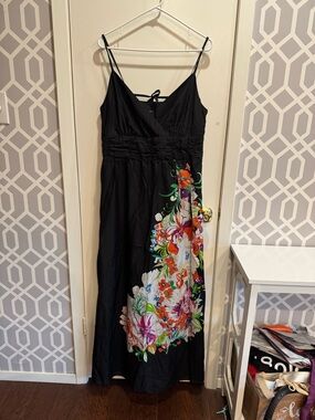 Size 14 Lane Bryant silk-lined floral maxi dress